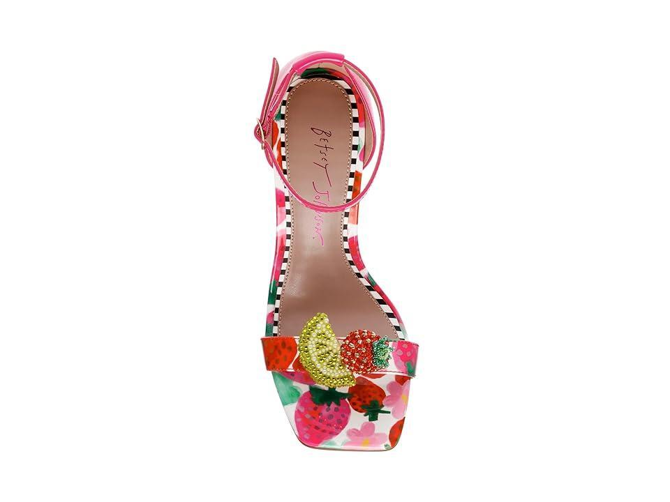 Betsey Johnson Womens Harlen Fruit Vinyl Two-Piece Wedge Sandals Product Image