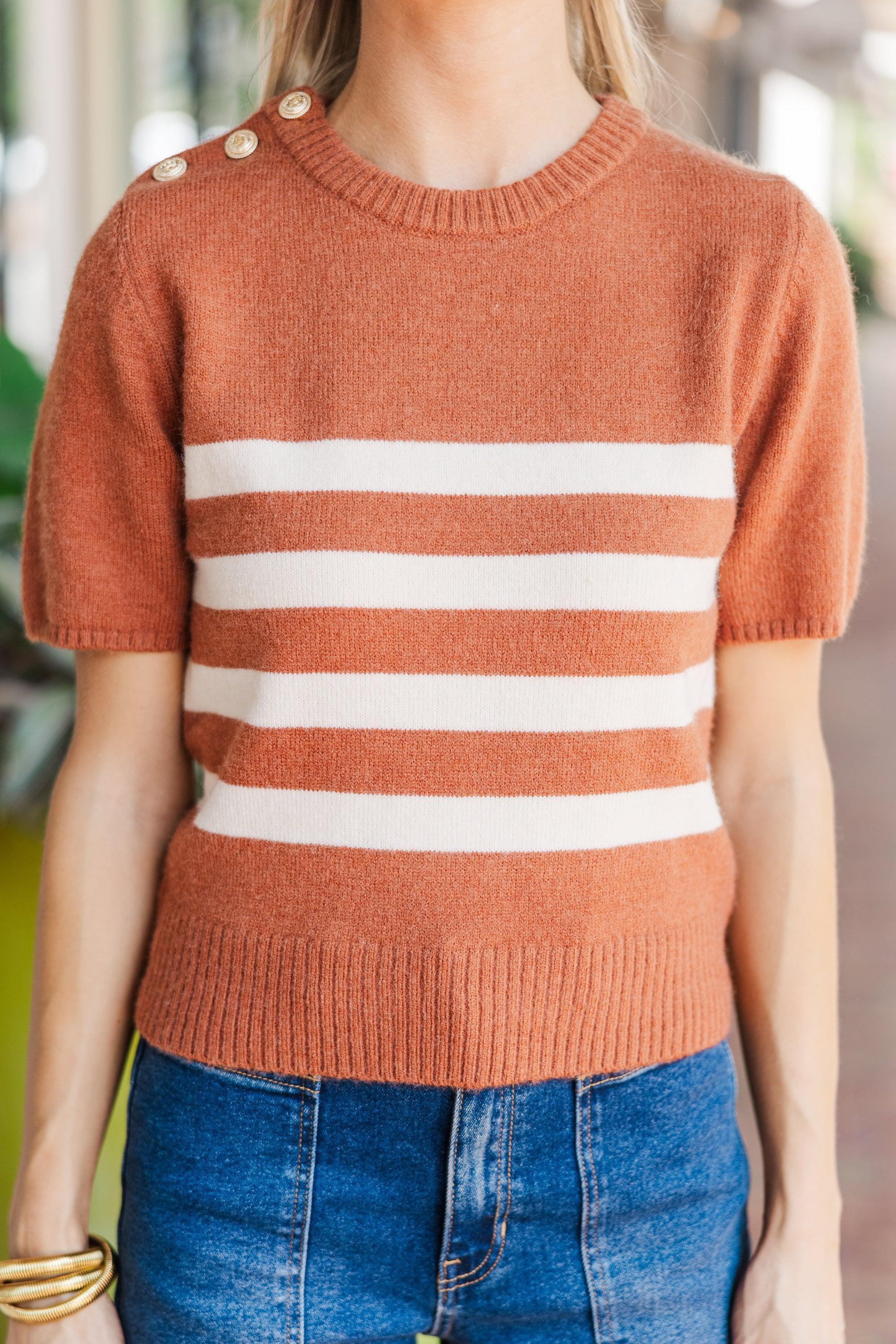 See You On The Coast Copper Striped Sweater Female Product Image