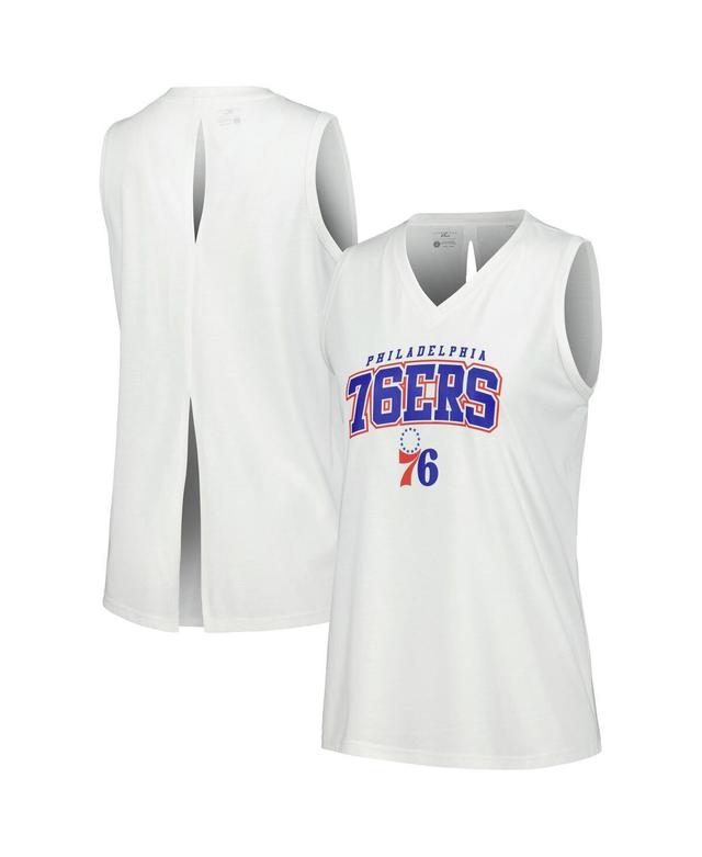 Womens LevelWear White Philadelphia 76ers Paisley Peekaboo Tank Top Product Image