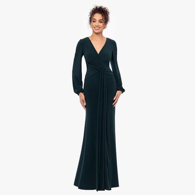 Womens BA Nites Long Sleeve Jersey Evening Dress Green Product Image