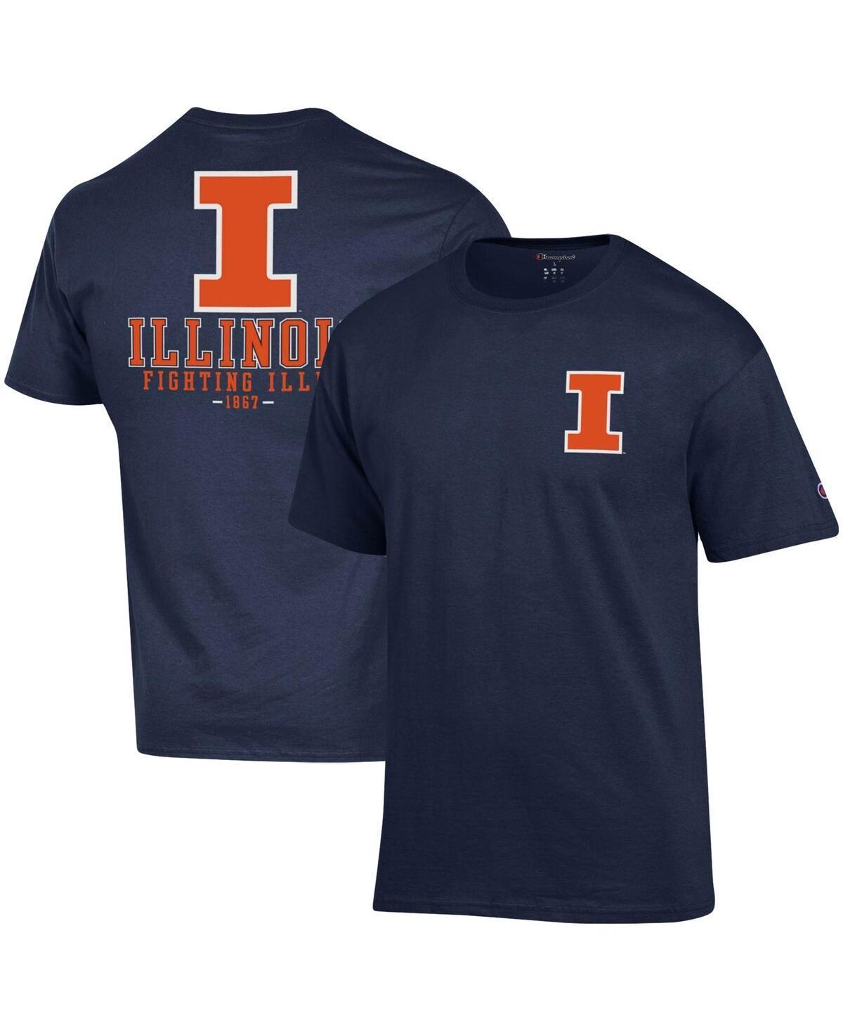 Mens Champion Navy Illinois Fighting Illini Stack 2-Hit T-shirt Product Image