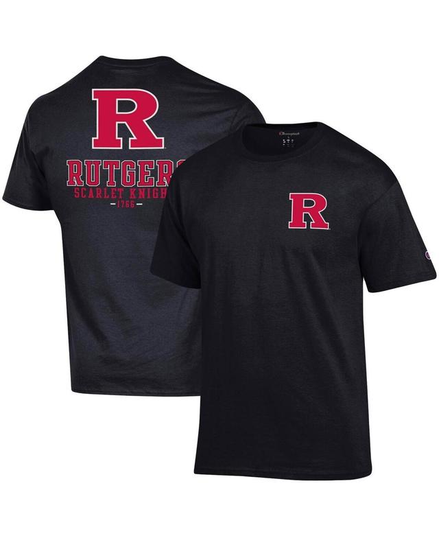 Mens Champion Black Rutgers Scarlet Knights Stack 2-Hit T-shirt Product Image