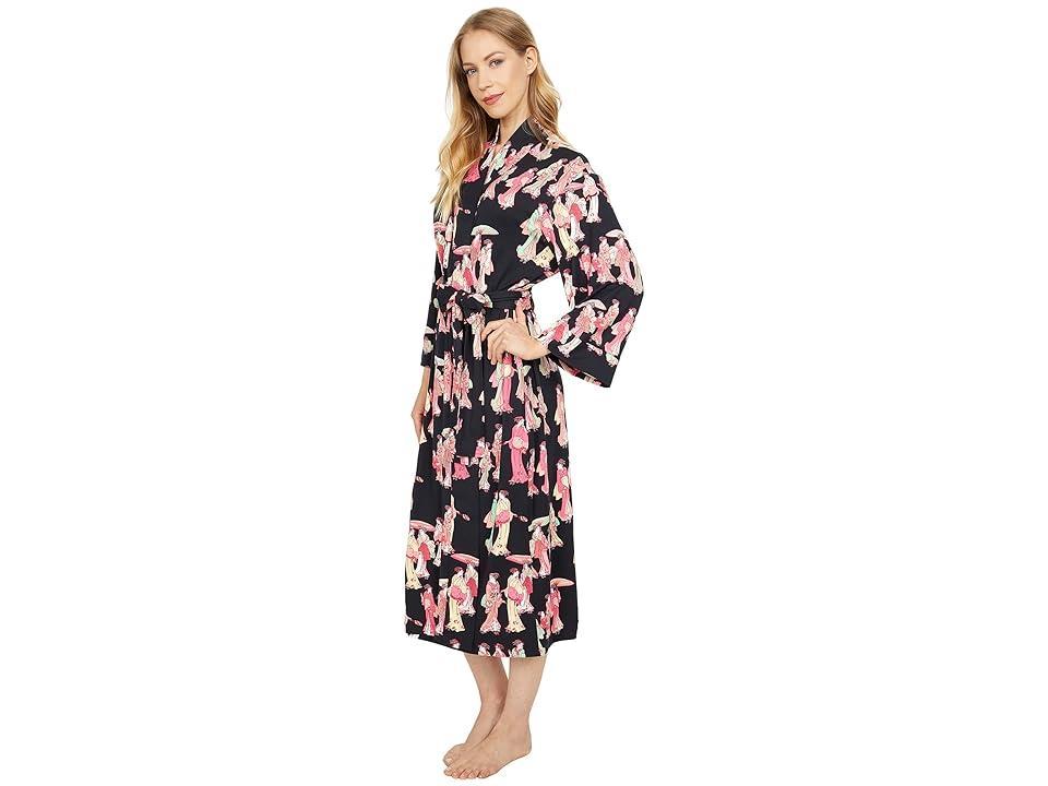 Natori Geisha Printed Cozy Knit Long Wrap Robe Product Image