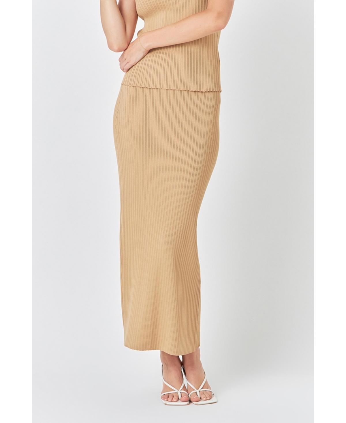 endless rose Womens Ribbed Slit Maxi Skirt product image