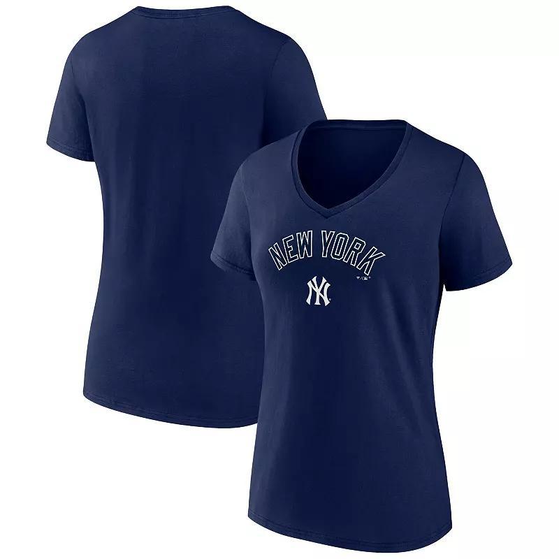 Womens Fanatics Branded New York Yankees Team Lockup V-Neck T-Shirt Blue Product Image