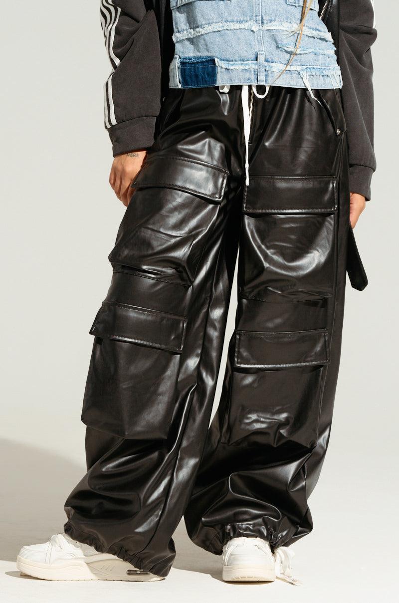 RICK WIDE LEG FAUX LEATHER PANT Product Image