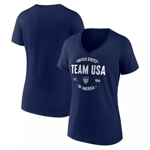 Womens Fanatics Navy Distressed Team Usa Clean Heritage V-Neck T-shirt Product Image