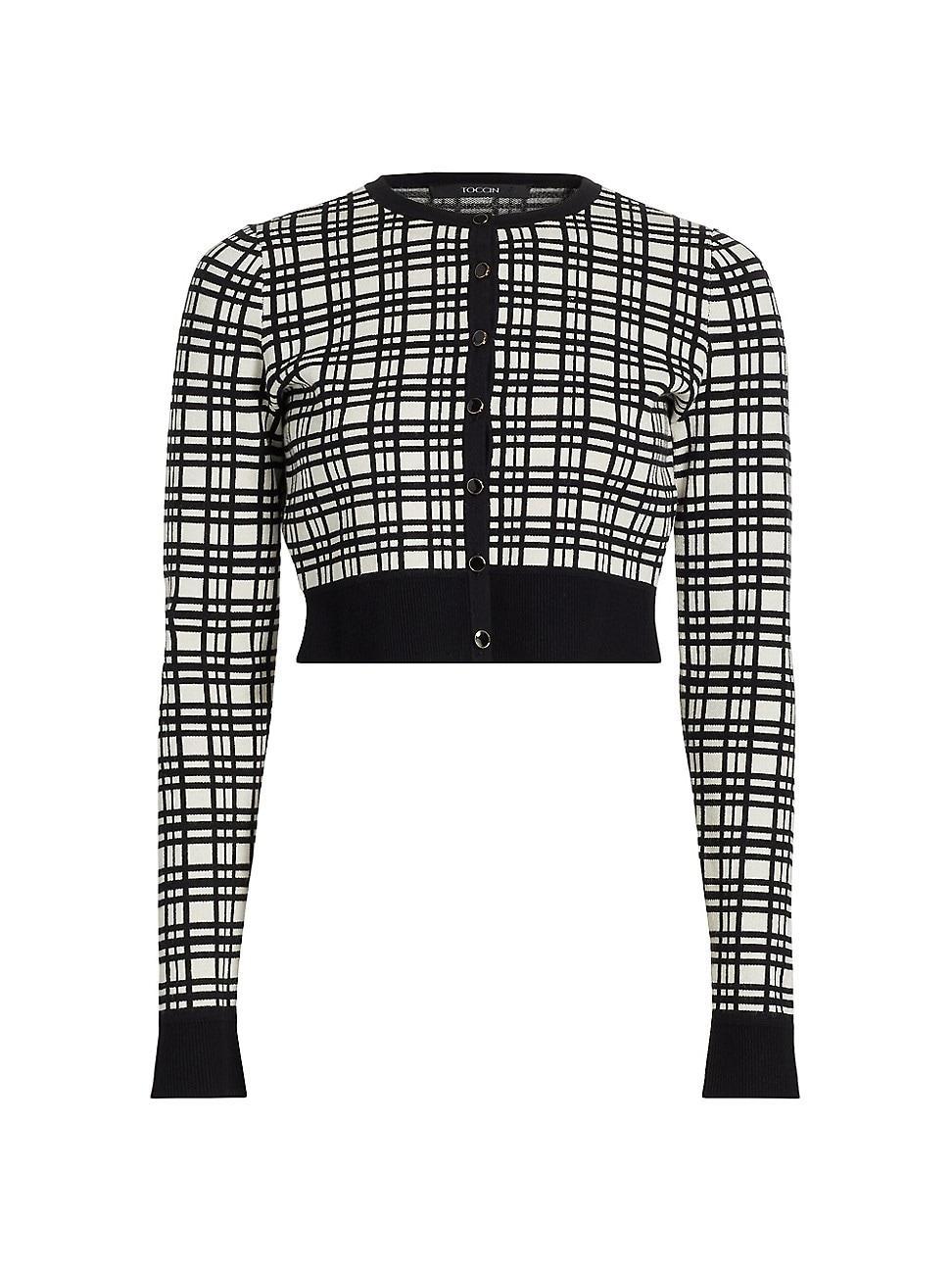 Womens Hadley Windowpane Crop Cardigan Product Image