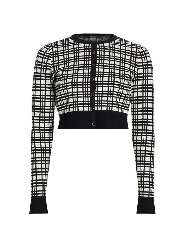 Womens Hadley Windowpane Crop Cardigan Product Image