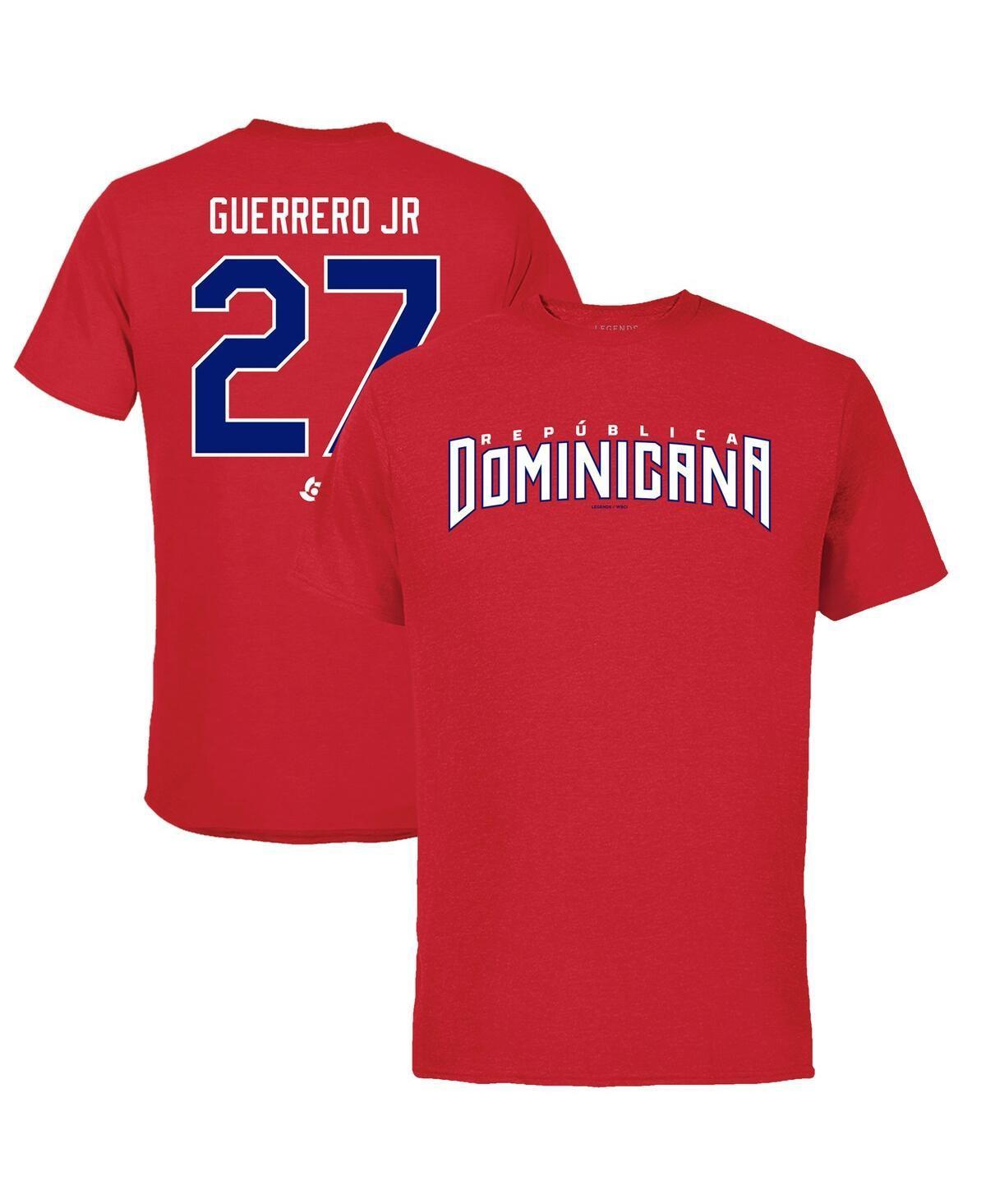 Mens Legends Vladimir Guerrero Jr. Red Dominican Republic Baseball 2023 World Baseball Classic Name and Number T-shirt Product Image