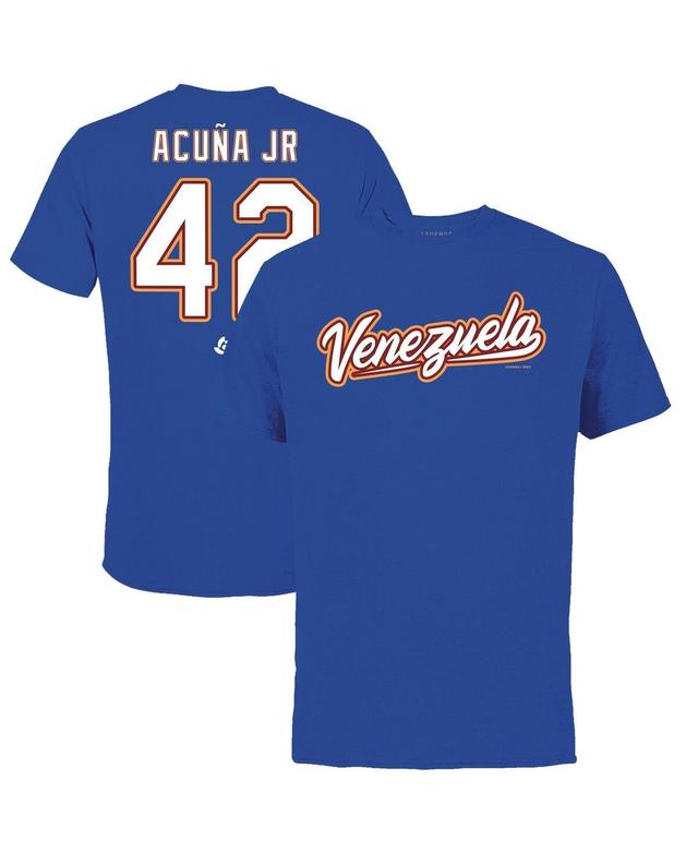 Mens Legends Ronald Acuna Jr. Royal Venezuela Baseball 2023 World Baseball Classic Name and Number T-shirt Product Image