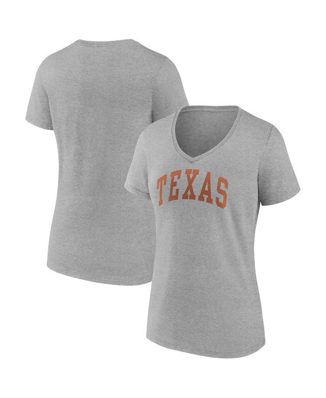 Womens Fanatics Heather Gray Texas Longhorns Basic Arch V-Neck T-shirt Product Image