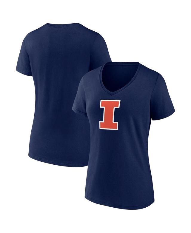 Womens Fanatics Navy Illinois Fighting Illini Evergreen Logo V-Neck T-shirt Product Image