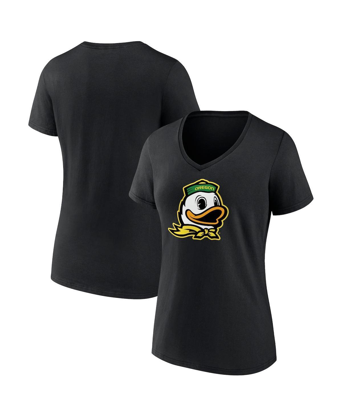 Womens Fanatics Black Oregon Ducks Evergreen Logo V-Neck T-shirt Product Image