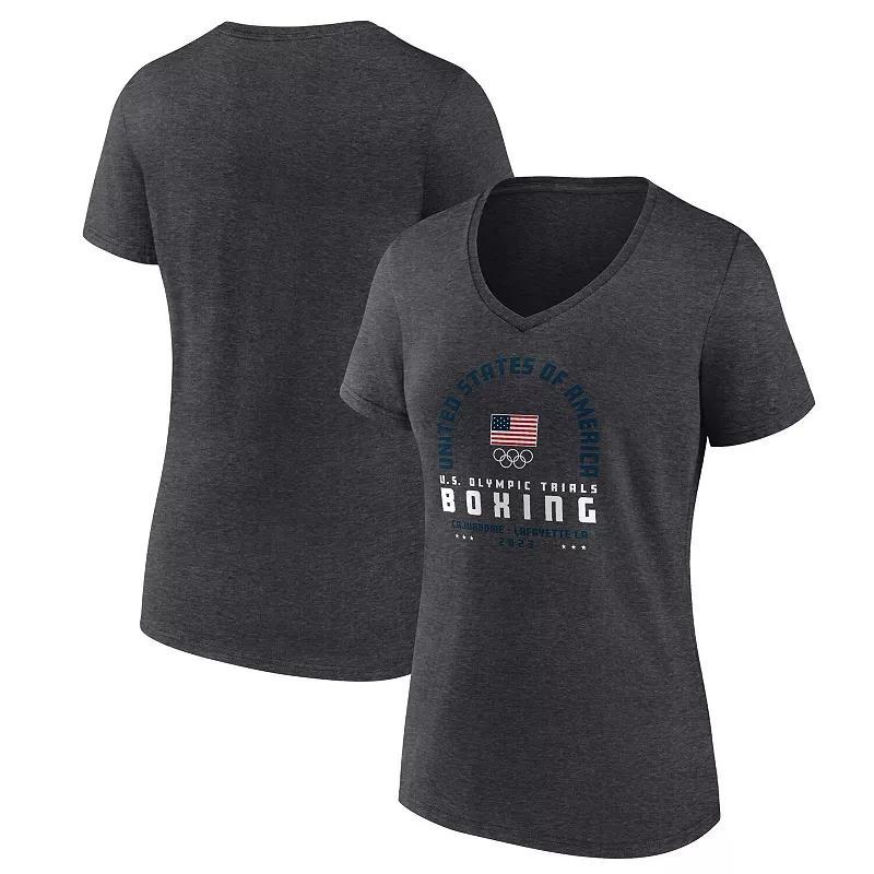 Womens Fanatics Branded Heather Charcoal Team USA Sparring Arch Boxing Trials V-Neck T-Shirt Product Image