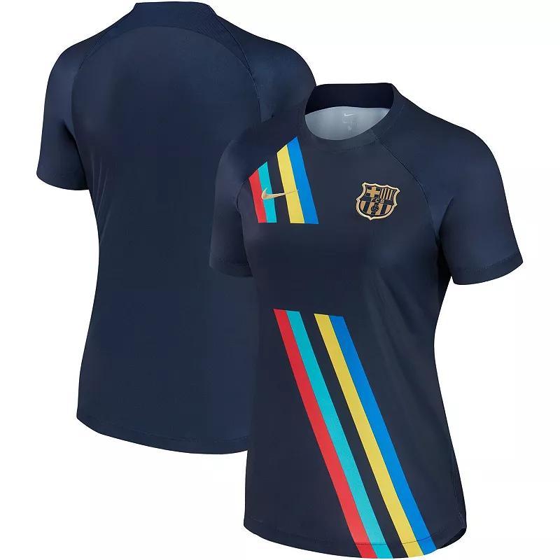 Womens Nike Navy Barcelona 2022/23 Pre-Match AWAY Performance Top Bar Blue Product Image