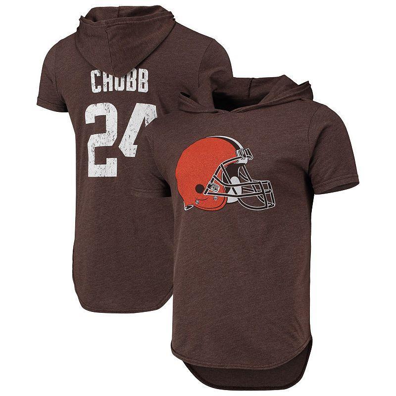 Mens Nick Chubb Brown Cleveland Browns Player Name Number Tri-Blend Hoodie T-shirt Product Image