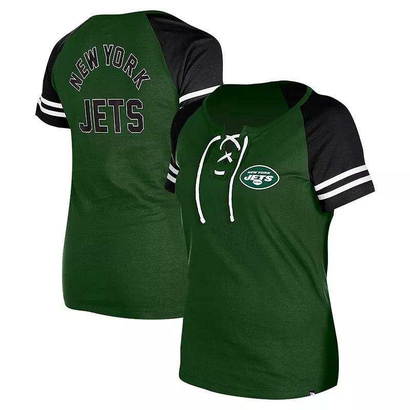 Womens New Era New York Jets Lace-Up Raglan T-Shirt Product Image