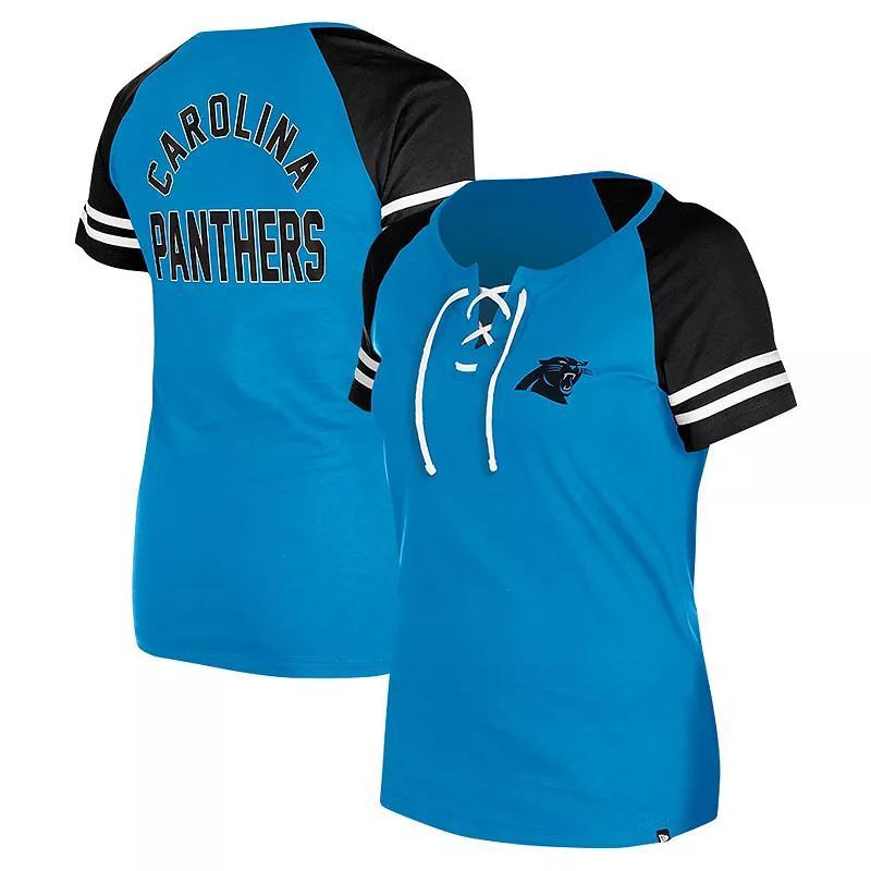 Womens New Era Carolina Panthers Lace-Up Raglan T-Shirt Product Image