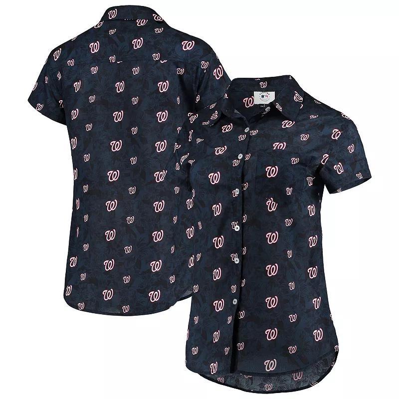 Womens Foco Navy Washington Nationals Floral Button Up Shirt Product Image