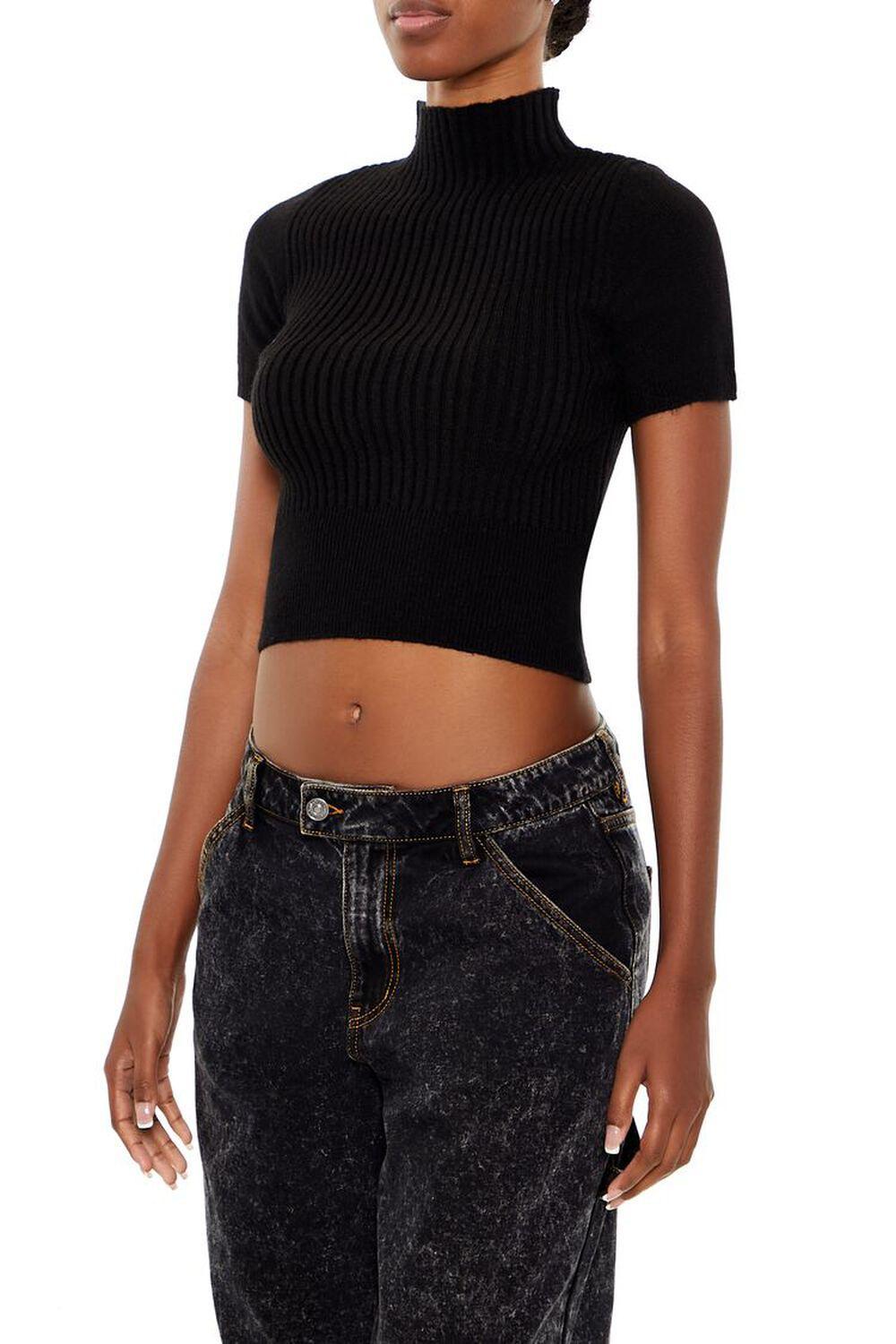 Sweater-Knit Mock Neck Crop Top | Forever 21 Product Image