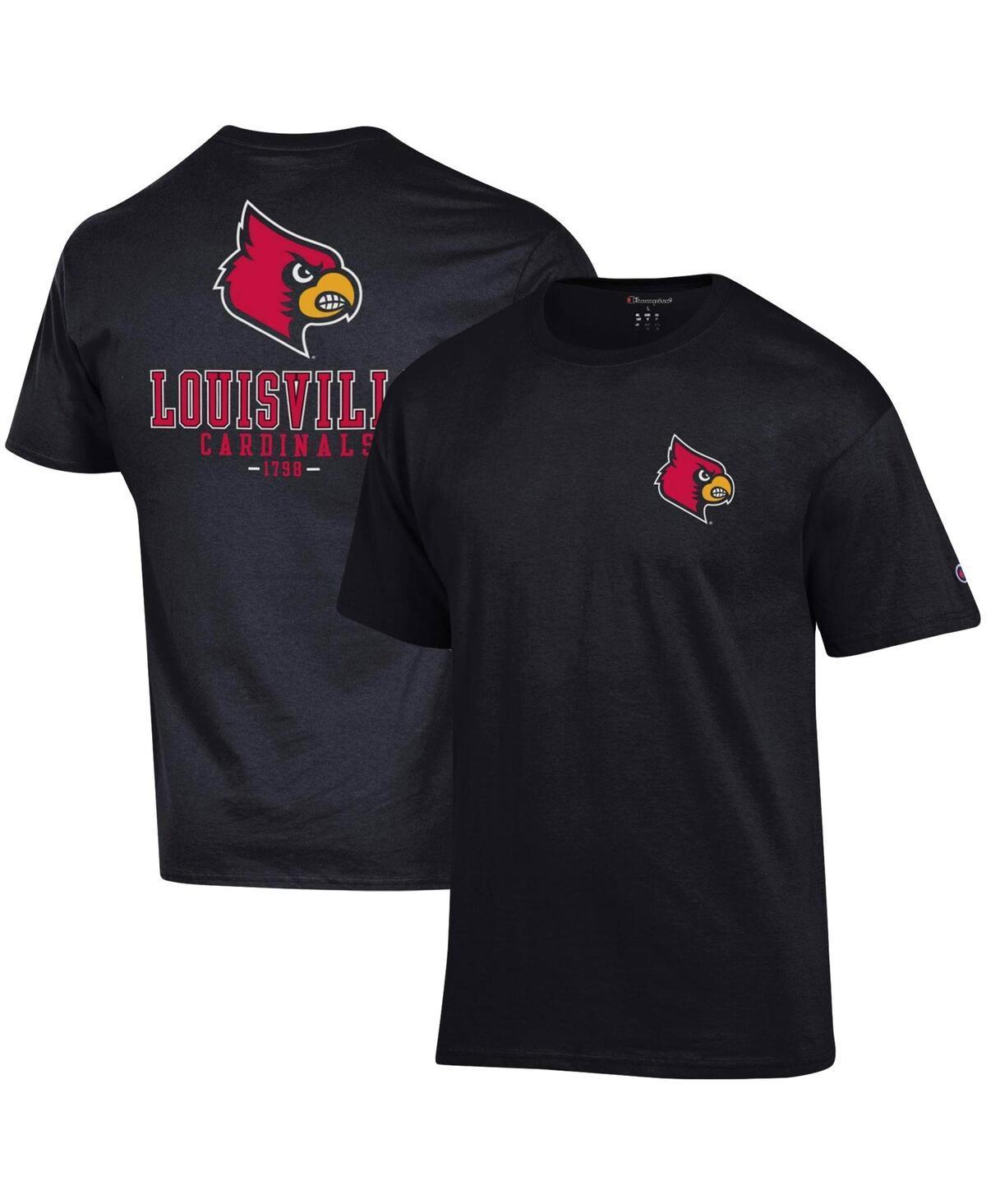 Mens Champion Black Louisville Cardinals Stack 2-Hit T-shirt Product Image