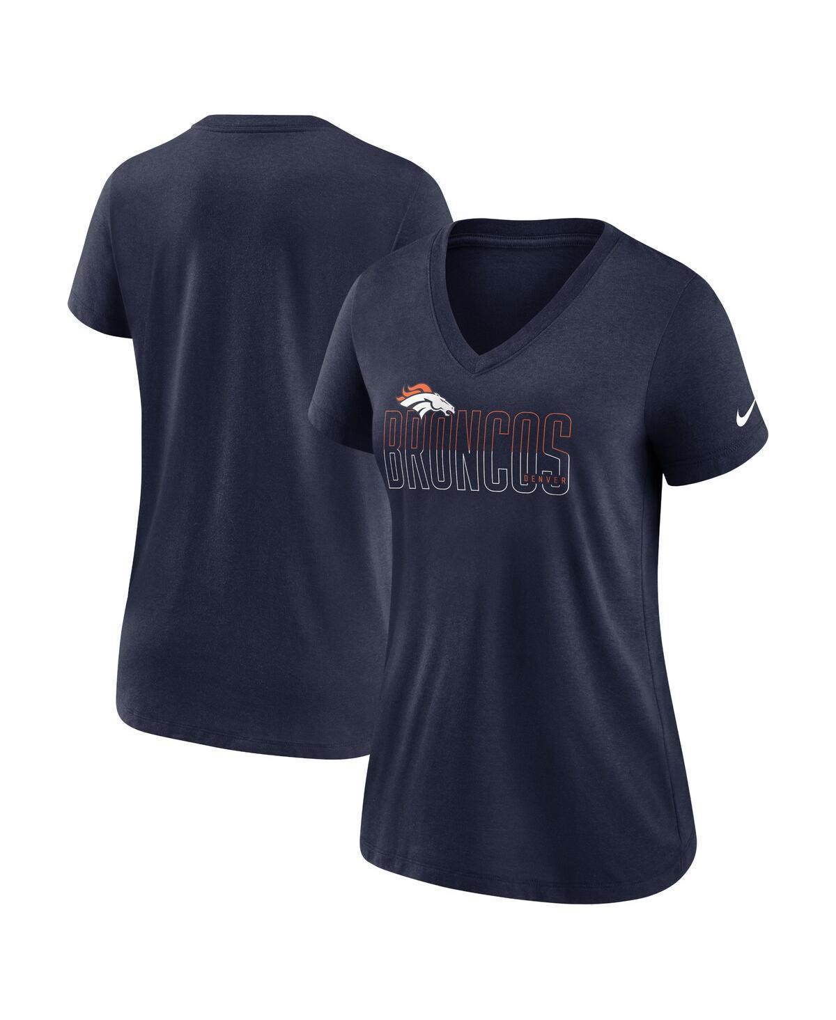 Womens Nike Heathered Navy Denver Broncos Lock Up Tri-Blend V-Neck T-shirt Product Image