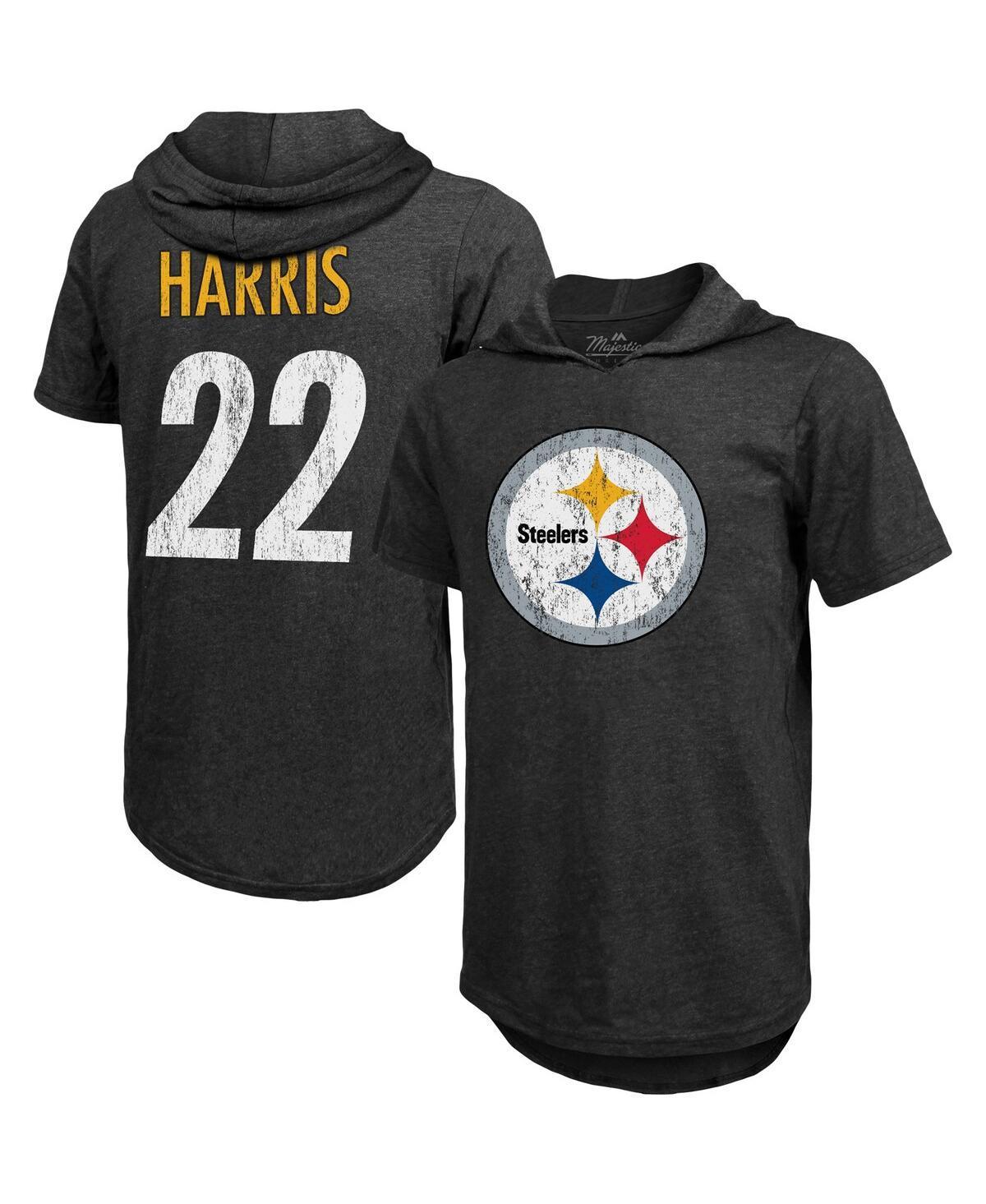 Mens Majestic Threads Najee Harris Black Pittsburgh Steelers Player Name and Number Tri-Blend Hoodie T-shirt product image