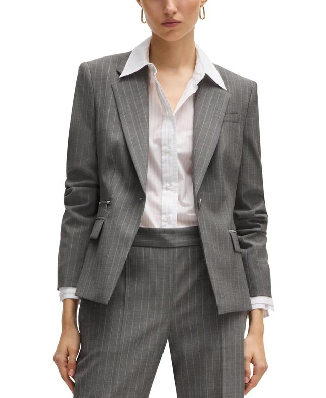 Womens Slim Fit Jacket in Striped Wool Product Image