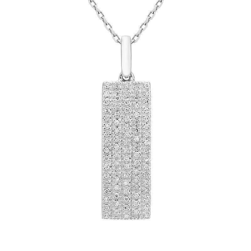 Sterling Silver 1/4 Carat T.W. Diamond Bar Pendant Necklace, Womens Product Image