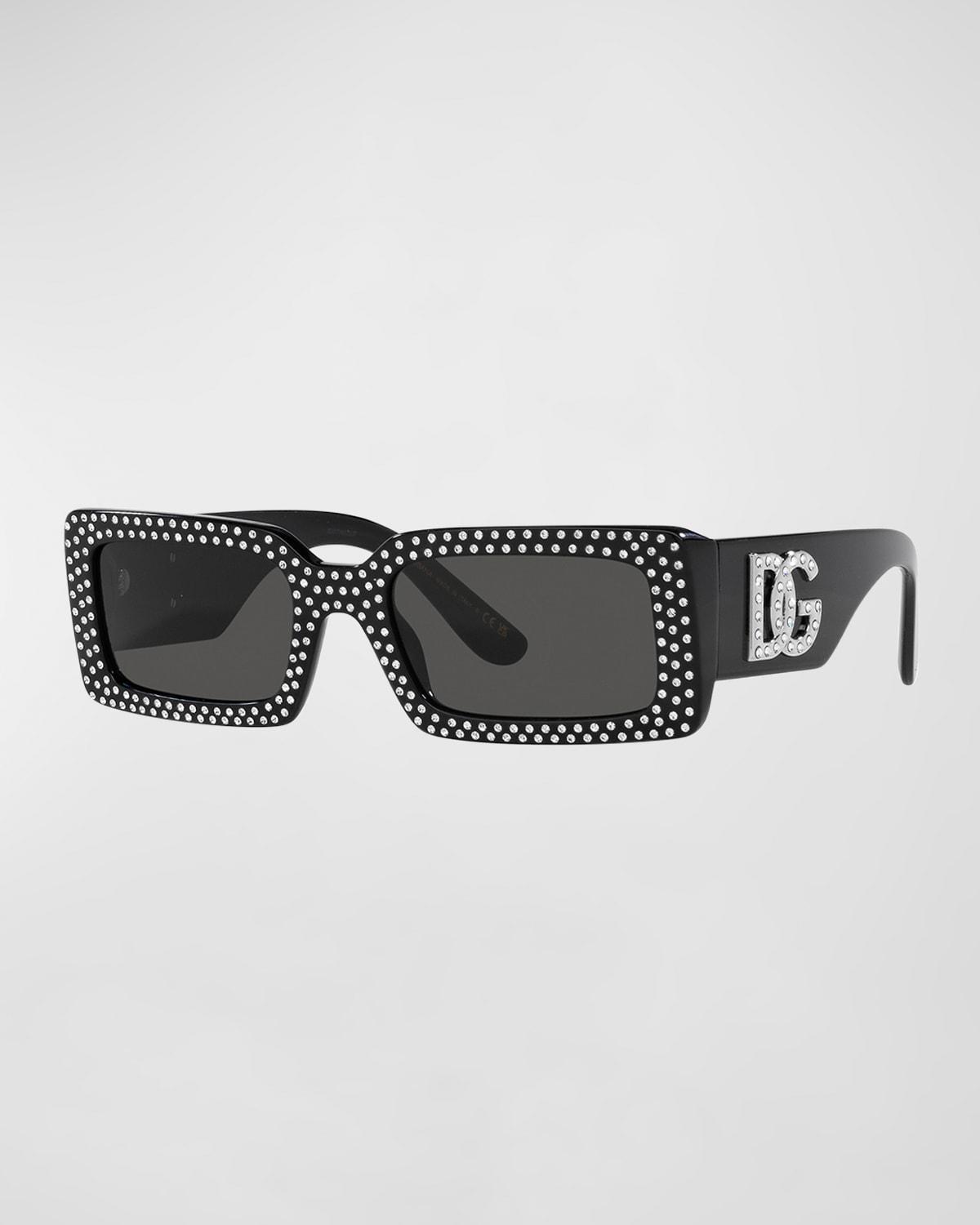 Embellished DG Acetate Rectangle Sunglasses Product Image