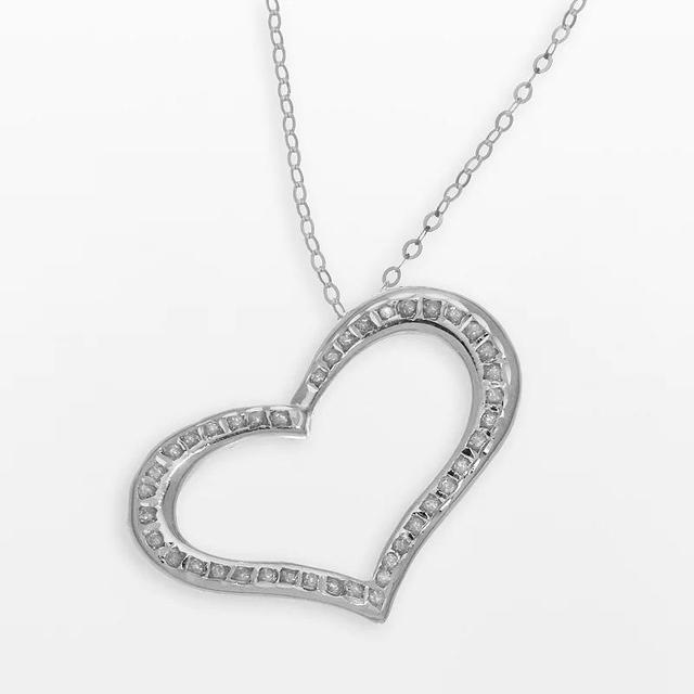 Diamond Fascination 14k White Gold Heart Pendant, Womens 14k Gold Product Image