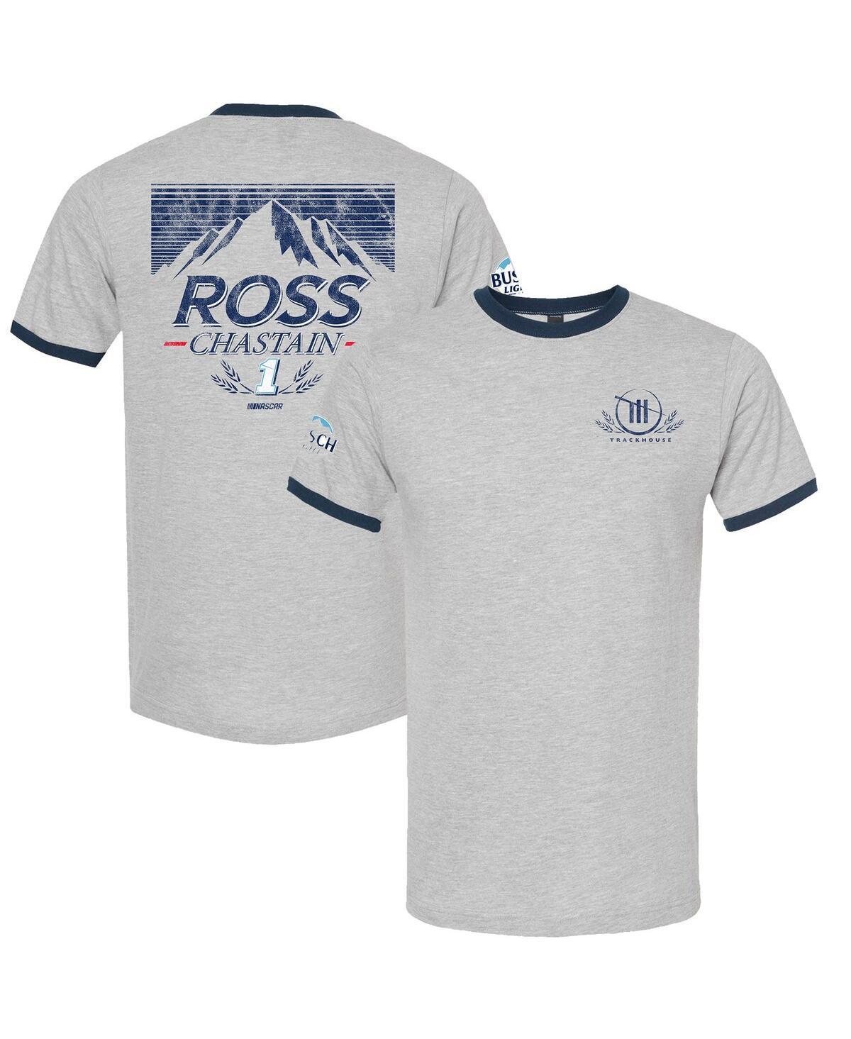 Trackhouse Racing Team Collection Mens Heather Gray Ross Chastain Busch Light Ringer T-Shirt - Heather Gray, Navy Product Image