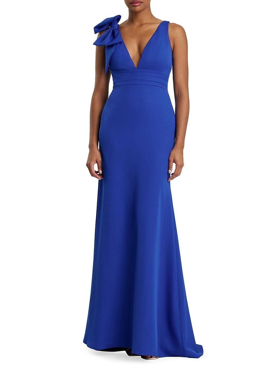 Womens Bow V-Neck A-Line Gown Product Image