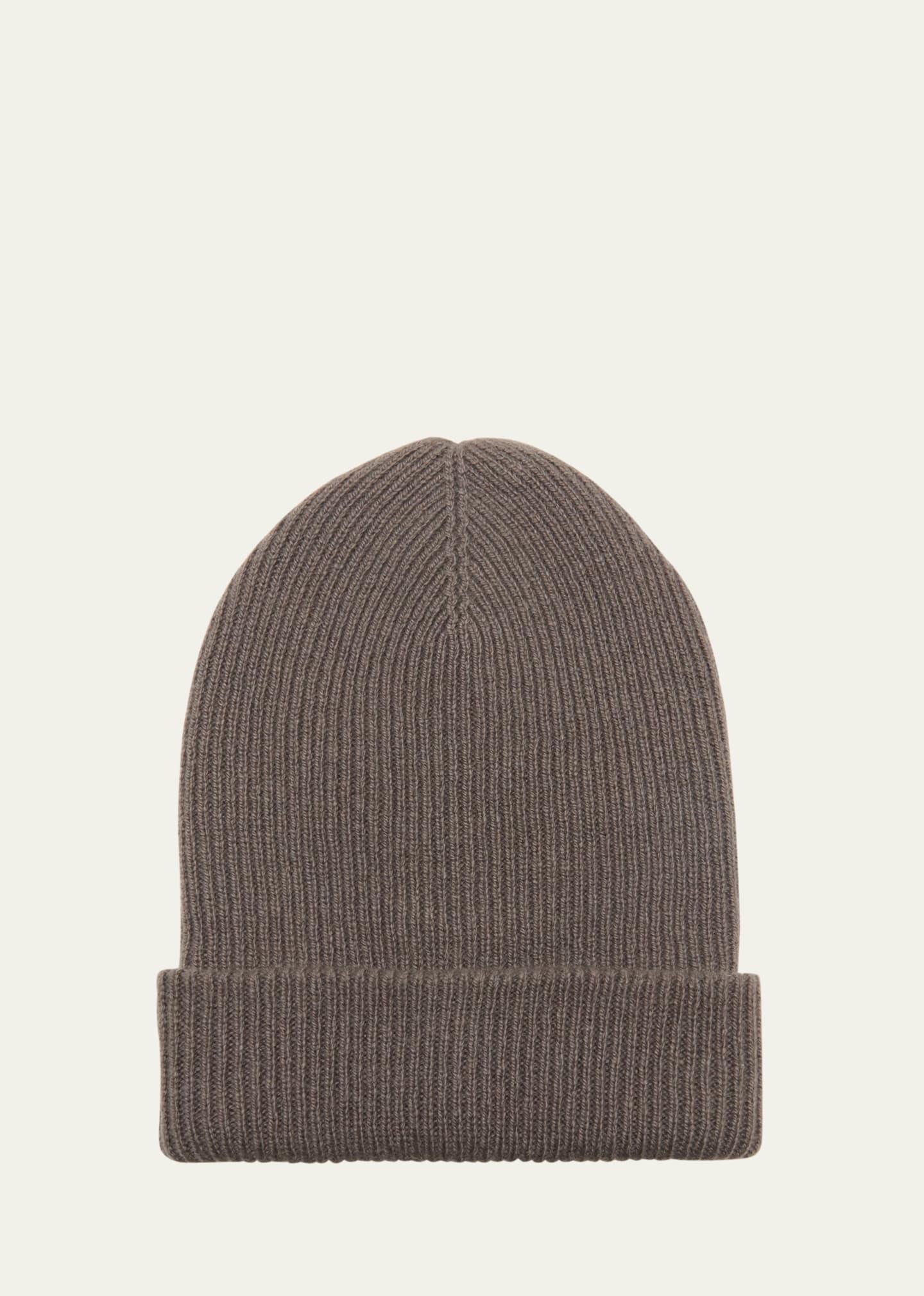 Mens Cashmere Rib-Knit Beanie Hat Product Image