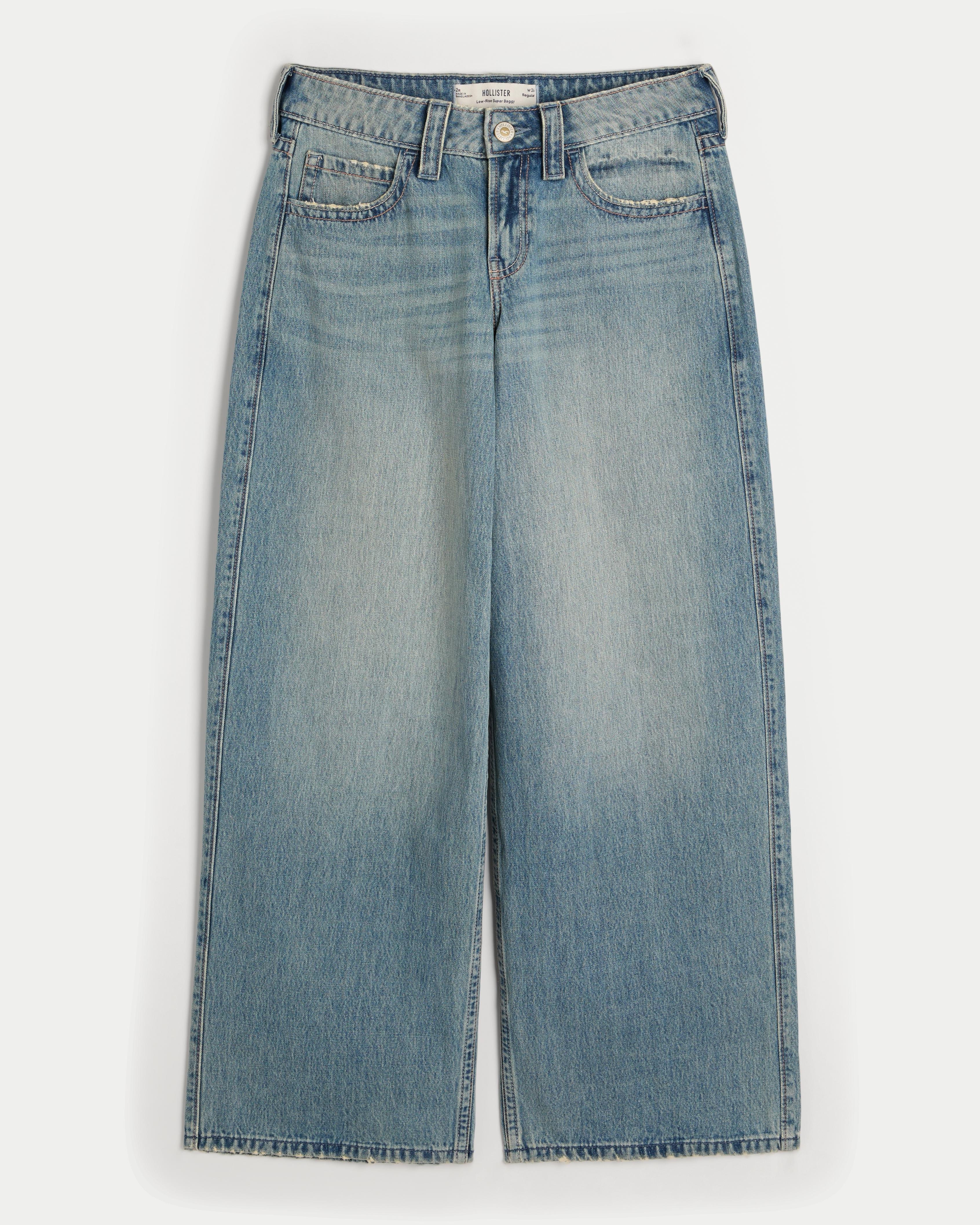 Low-Rise Medium Wash Super Baggy Jeans Product Image