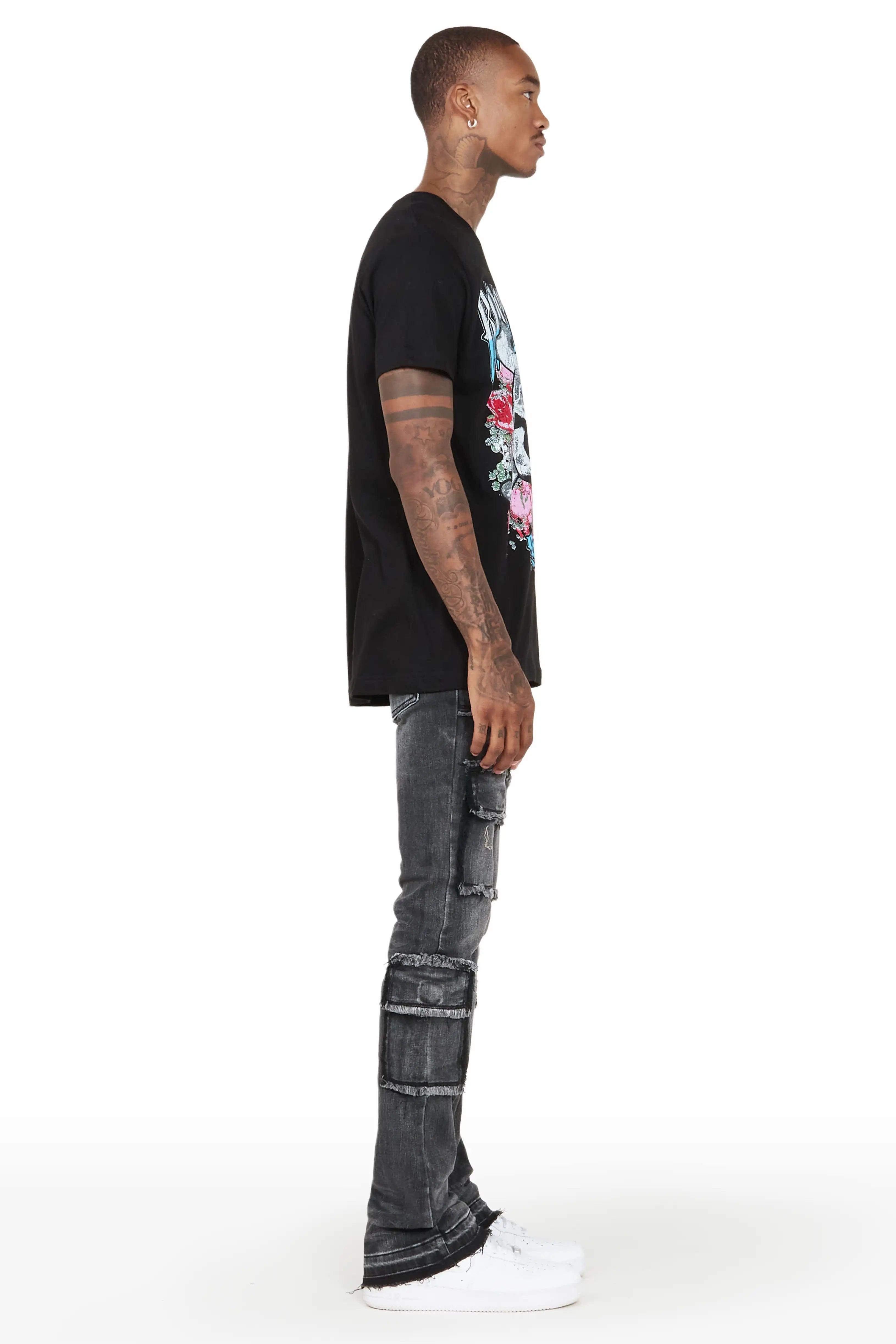 Tyrell Grey Wash Stacked Flare Cargo Jean Male Product Image