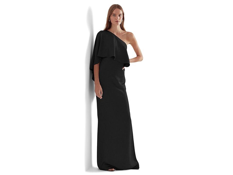 LAUREN Ralph Lauren Satin One Shoulder Cape Gown Women's Dress Product Image