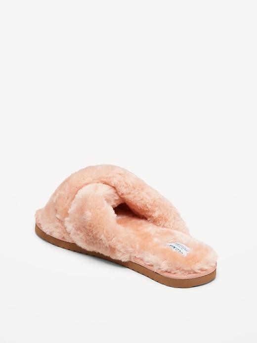 Faux-Fur Cross-Front Slippers Product Image