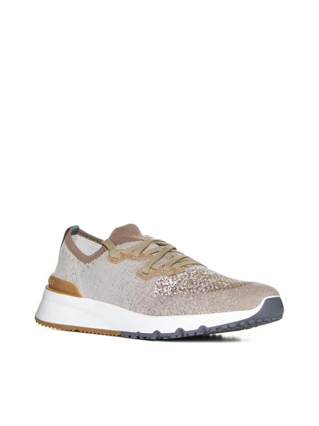 Textile And Rubber Sneakers In Nude & Neutrals Product Image