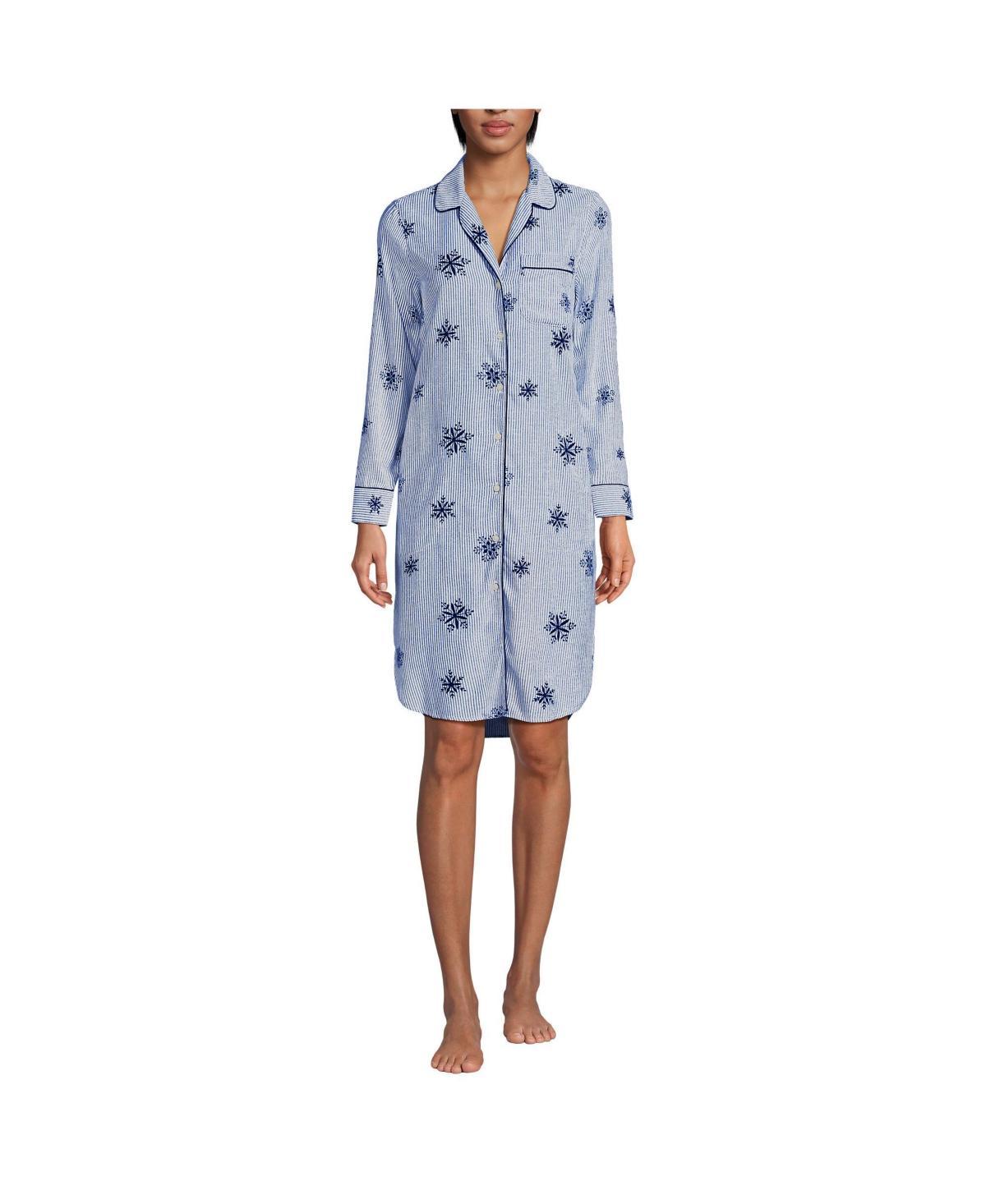 Womens Lands End Drapey Flannel Sleepshirt Nightgown Product Image