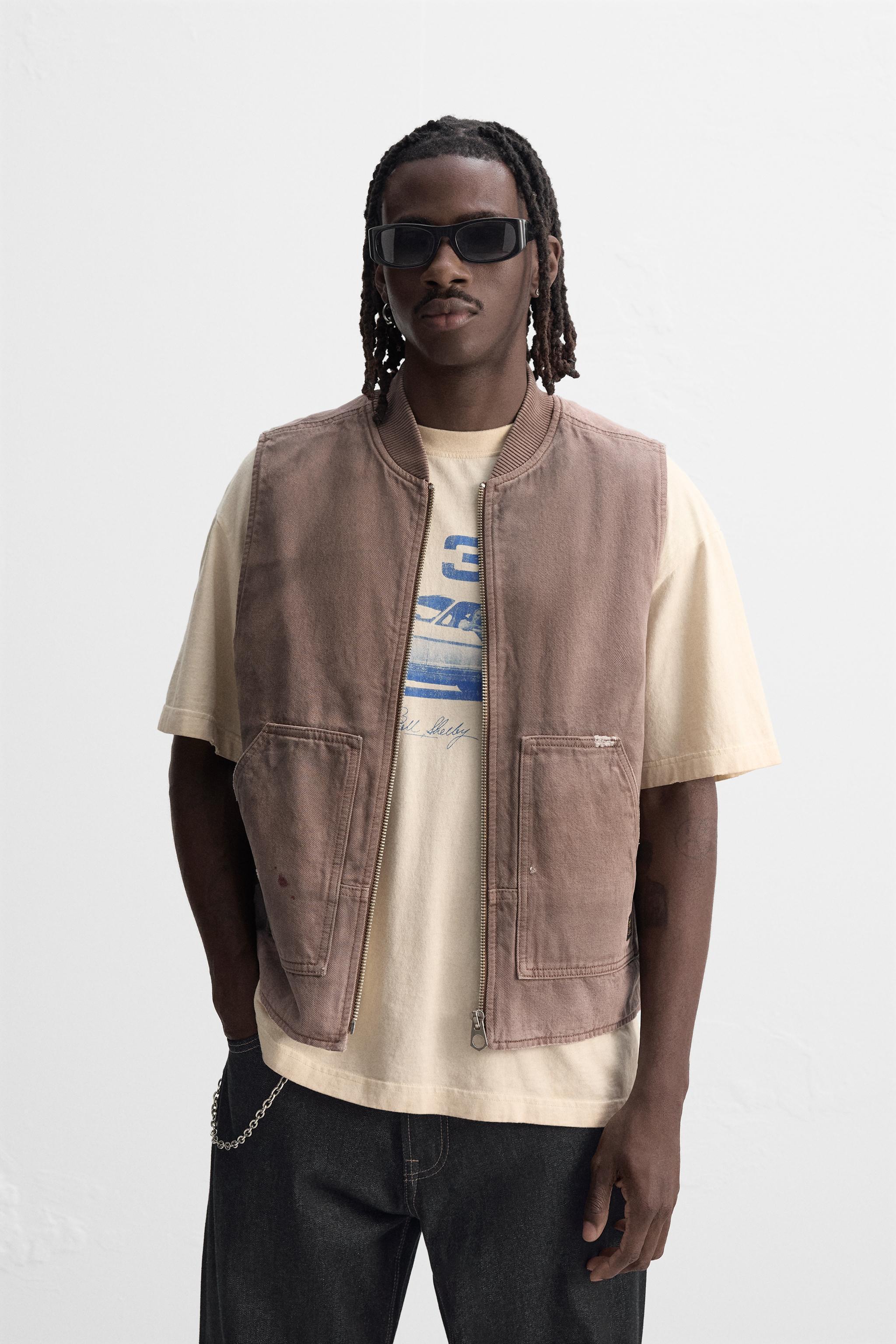 WASHED ZIPPERED VEST Product Image