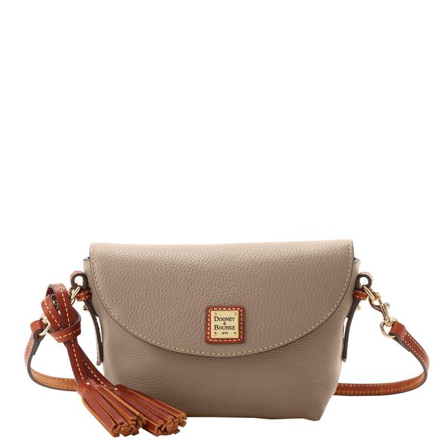 Dooney & Bourke Womens Pebble Grain Leather Crossbody Saddle Bag in Taupe Product Image