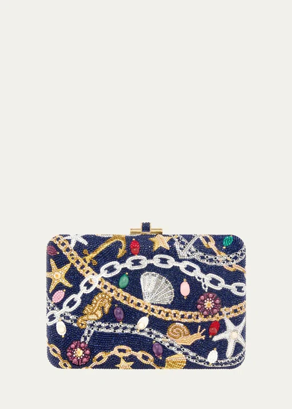 JUDITH LEIBER Nautical Chains Crystal Clutch Bag In Indigo Product Image