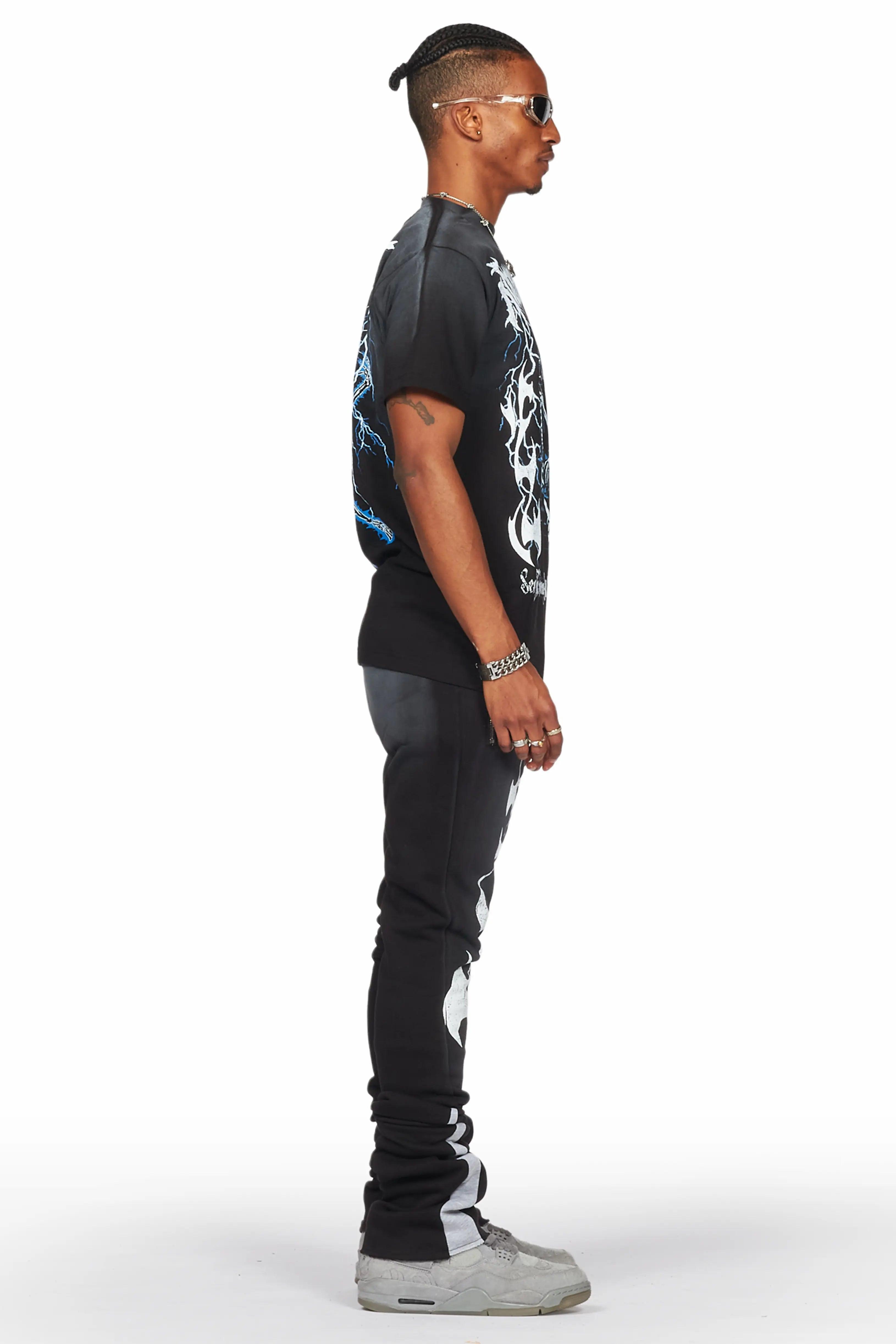 Deathrow Black T-Shirt/Super Stacked Flare Pant Set Male Product Image