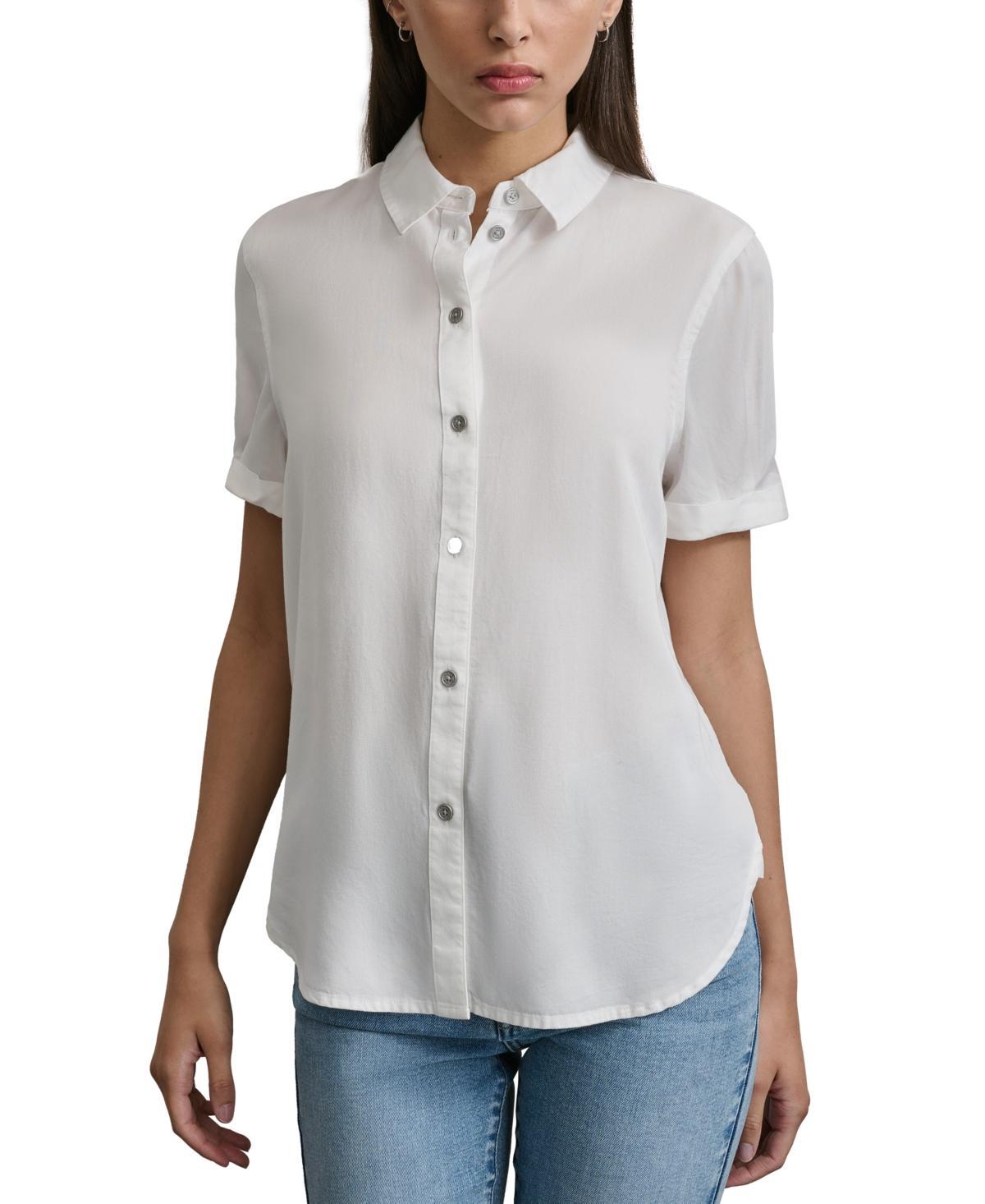 Dkny Jeans Womens Rolled-Sleeve Button-Up Shirt Product Image