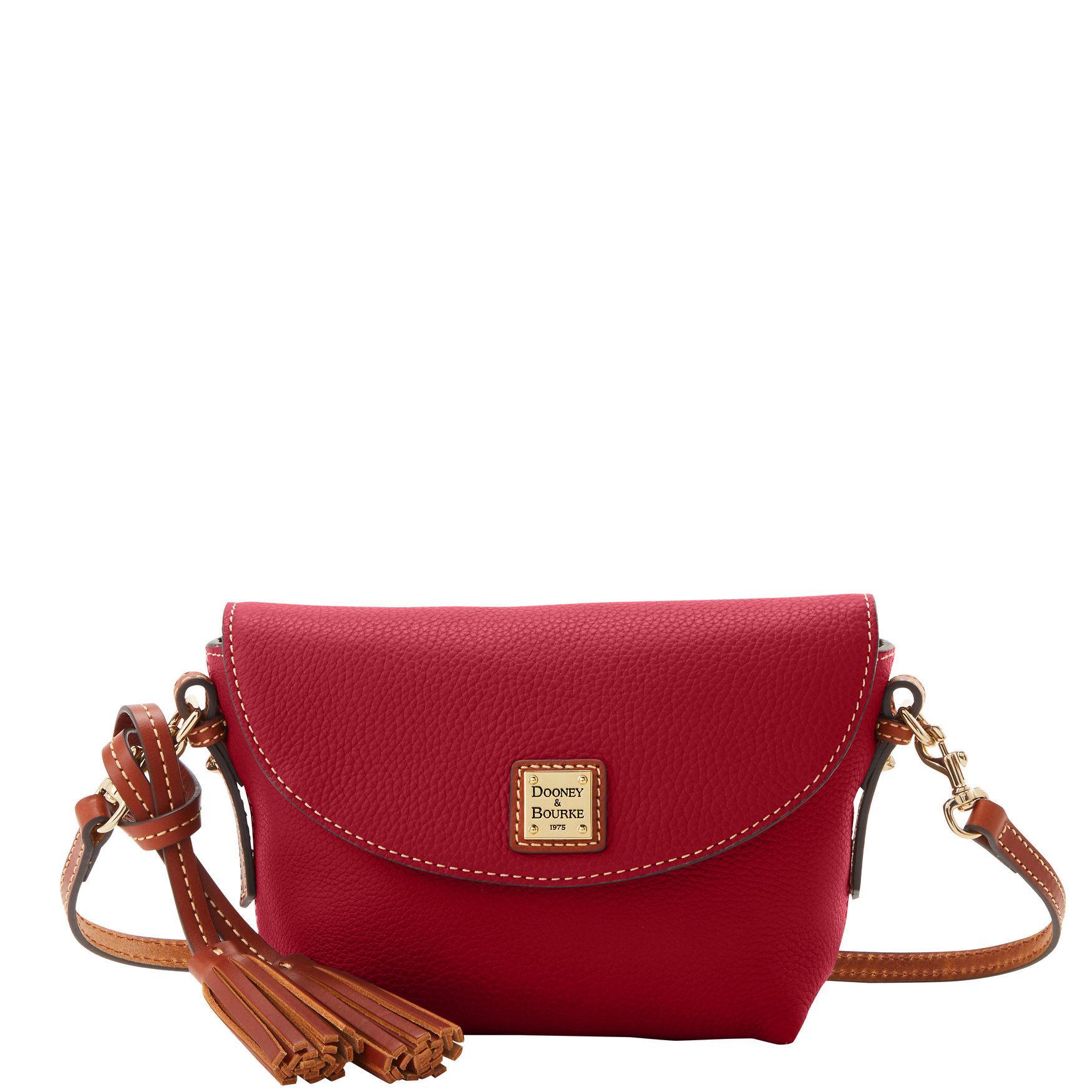 Dooney & Bourke Womens Pebble Grain Leather Crossbody Saddle Bag in Wine Product Image