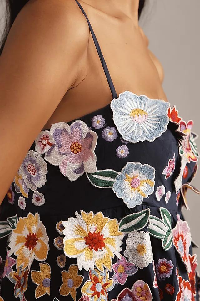 By Anthropologie Sleeveless 3D Floral Babydoll Mini Dress Product Image