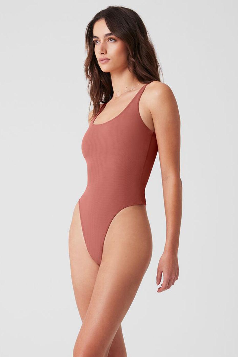 Mesh Sheer Illusion Bodysuit - Soft Terracotta Female Product Image