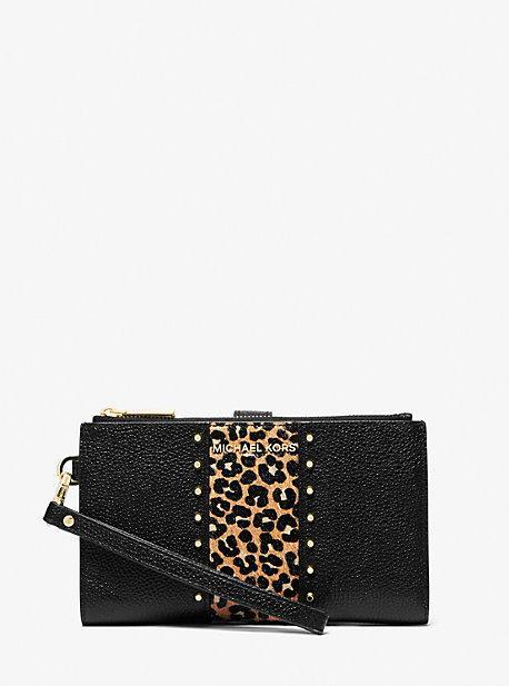 Adele Leather and Leopard Print Calf Hair Smartphone Wallet Product Image